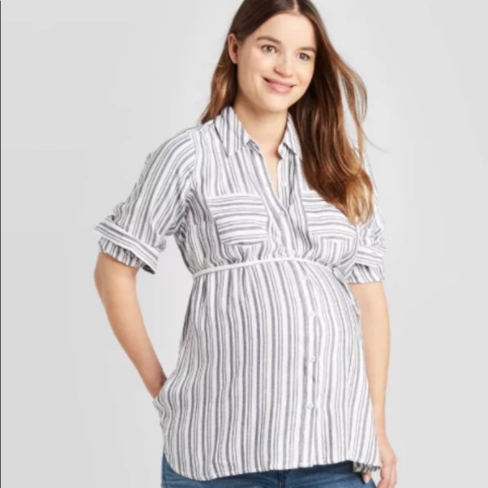 Maternity woven popover tunic